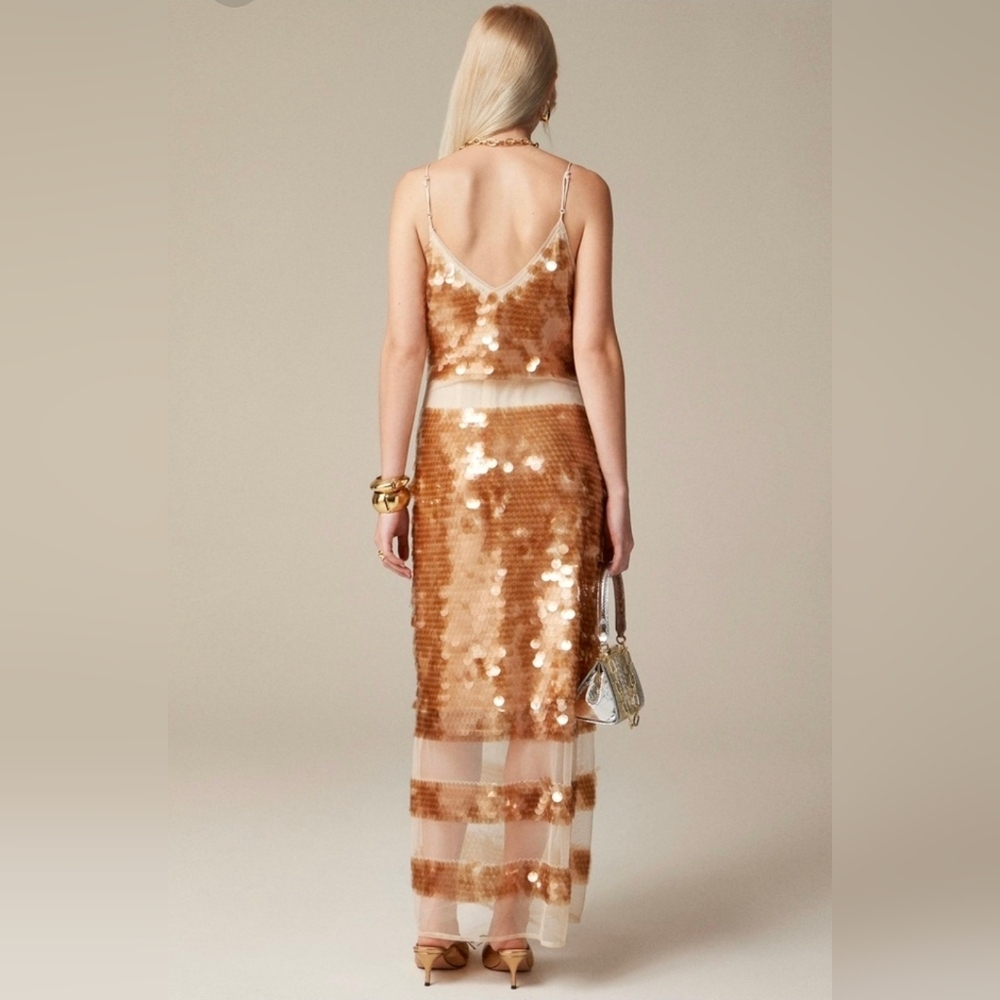 NWT J.Crew Collection Sequin Gold Evening Dress Size 2